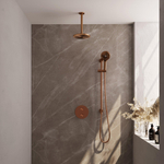 BRAUER Copper Edition douche thermostatique encastrée - 3 voies - rond - ensemble 95 - douche principale de 20 cm - bras plafond - douchette à main 3 positions - flexible de douche - barre de douche intégrée - cuivre brossé PVD SW1159131