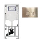 Geberit Bâti-support encastrable - UP320 - plaque de commande QeramiQ metal - DualFlush - boutons ronds - Laiton brossé SW976075
