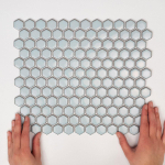 The Mosaic Factory Barcelona Carrelage mosaïque 2,3x2,6x0,5cm Hexagonal Porcelaine émaillée Bleu tendre avec bordure rétro SW207143