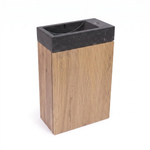 Saniclass Holz Atelier Ensemble meuble de WC - 40x60.5cm - 1 porte - lave-mains pierre naturelle foncée - trou de robinet à droite - chêne naturel SW1577763