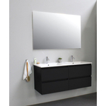 Basic Bella Meuble lavabo céramique noir avec 2 trous de robinet avec miroir 120x55x46cm Flat Pack Noir mat SW538757