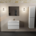 Mondiaz AIVY Ensemble de meuble - 80x45x50cm - 1 trou de robinet - 1 vasqueTalc céramique - Centre - 2 tiroirs - avec miroir - MDF Talc SW892439