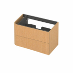 INK Concept R Meuble sous-lavabo - 80x45x52cm - 2 tiroirs - poignées en saillie - fraisées - angle arrondi à gauche - MDF - light veneer SW1405485