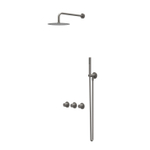 IVY Bond ensemble de douche pluie encastré – douche de tête slim Ø 20 cm – bras de plafond 15 cm – 2 robinets d'arrêt – metal noir brossé SW1034052
