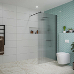 Fortifura Galeria paroi de douche - 100x200cm - verre cannelé - 8mm - bras mural - noir mat SW876966