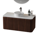 Royal Plaza Terra Edge Badkamermeubelset - 100x44.7x46cm - solid surface topblad wit mat - 2 lades - kastanje (walnoot) SW1471957
