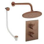 Crosswater MPRO Regendoucheset inbouw - 2 hendels - badafvoer - 30cm douchekop - wandarm - geborsteld brons SW1472560