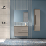 Saniclass Prime Essential Badkamermeubelset - 80x55x46cm - 1 ovale wasbak wit - 1 kraangat - 2 lades - rechthoekige spiegel - taupe SW925095