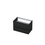 INK Wastafelonderkast - 80x45x52cm - 2 lades - greeploos - MDF lak - Antraciet mat SW157921