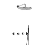 Hotbath Cobber IBS70 Ensemble de douche de tête encastré - bras mural 38,5 cm - douche de tête ronde 30 cm - douchette à main stick - chrome SW677948