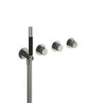 Hotbath Cobber X partie visible avec élément encastré pour mitigeur thermostatique de douche avec 2 robinets d'arrêt sans bec nickel brossé SW547602