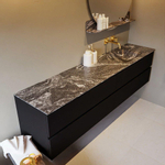 Mondiaz VICA-DLUX ensemble de meuble de salle de bain - 200cm - meuble sous-vasque urban - 4 tiroirs - lavabo encastré cloud droite - sans trous de robinet - miroir modèle spot - version XL 60cm de haut - lave SW1098066