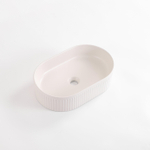 QeramiQ Arto waskom - 49.5x31.5x13cm - geribbeld - ovaal - keramiek - linnen SW1471419