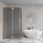 Aqua Vista Oria Cuadra Paroi latérale - 90x200cm - avec kit de montage - pour cabine de douche - verre fumé - cuivre brossé SW1436518