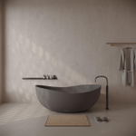 Ideavit Idea Sense D5 Baignoire îlot - 160x97.5x58cm - anti-rayures - revêtement Nano - avec bonde pop-up - Béton D5 SW1079972