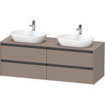 Duravit ketho meuble sous 2 lavabos avec plaque de console et 4 tiroirs pour double lavabo 160x55x56.8cm avec poignées anthracite basalte mate SW771779