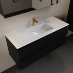 Mondiaz AIVY Ensemble de meuble - 120x45x50cm - 1 trou de robinet - 1 vasque Talc céramique - Centre - 2 tiroirs - avec miroir - MDF Urban SW909428
