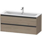 Duravit Ketho 2 meuble sous-lavabo avec 2 tiroirs pour lavabo simple 121x48x55cm avec poignées chêne anthracite terra mat SW773151