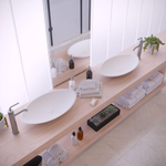 Ideavit Solidjazz lavabo à poser 60x35x9cm ovale 0 trous de robinet 1 cuve Solid surface blanc SW85899