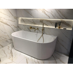 Arcqua Costilla baignoire îlot demi-encastrée - 170x80cm - lignes verticales nervurées - acrylique - blanc brillant SW857175