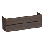 BRAUER Adore Meuble sous-lavabo - 160x46x55cm - 4 tiroirs softclose - sans poignée - 2 découpes pour siphon - chêne massif - chêne à lamelles noir SW393107
