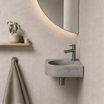 Fortifura Fuente kit lave-mains - 31.5x31.5x10cm - trou de robinet au centre - avec robinet gunmetal - béton (gris) SW1111547