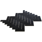 La Mosaic Factory Paris carreau mosaïque - 24,7x31,8cm - carrelage mural - Rectangulaire - Porcelaine Noir Brillant SW62292