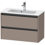 Duravit Ketho.2 Wastafelonderbouwkast - met 2 laden - 81x39x54.9cm - met grepen antraciet - basalt mat SW771798