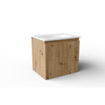 Adema Cadence Wastafelonderkast - 60x55x40cm - ondiep - 2 deuren - greeploos - rustiek eiken SW1475753