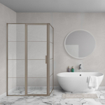 Aqua Vista Triple Draaideur met vast deel - 100x200 cm - 8mm - helder glas - onderdeel hoekcabine - gunmetal (antraciet) SW969978