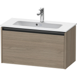 Duravit Ketho.2 Wastafelonderbouwkast - met 1 lade - 81x39x44cm - met greep antraciet - eiken terra mat SW771789