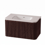 Royal Plaza Terra Edge Ensemble meuble de salle de bains - 80x45.5x46cm - vasque en céramique blanc brillant - 1 vasque - 1 trou de robinet - 2 tiroirs - châtaignier (noyer) SW1471931