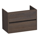 BRAUER Adore Meuble sous-lavabo - 80x46x55cm - 2 tiroirs softclose - sans poignées - 1 découpe pour siphon - chêne massif - lattes de chêne noir SW223363