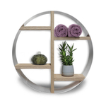 Looox Wood collection Boîte en bois opbouwnis ronde INOX brossé Ø50x14cm chêne vieux gris SW108694