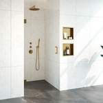 Saniclass Create Porte de douche de niche 90x200cm sans profilé avec verre de sécurité anticalcaire 8mm Doré brossé SW638648