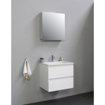 Basic Bella Meuble avec lavabo acrylique avec 1 trou de robinet et armoire de toilette à 1 porte grise 60x55x46cm Flat Pack Blanc haute-brillance SW538698