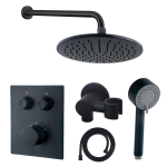 Wiesbaden caral ensemble de douche 2 fonctions douche à main 3 positions douche de tête 25cm avec garniture noir mat SW892075