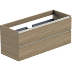 Thebalux onderkast type1 120cm 2x lade greeploos 2x alu greeplijst 1x uitsparing tbv wastafel Quadro Cube en Soft incl witte sifonset SW968323