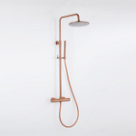 Fortifura Calvi Regendoucheset - thermostatisch - 30cm - hoofddouche - gladde slang - staaf handdouche - PVD - geborsteld koper SW1204443