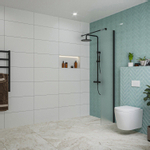 Fortifura Galeria inloopdouche - 40x200cm - glas - wandarm - mat zwart SW876787