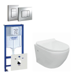 Go Compact - Toiletset - spoelrandloos - grohe inbouwreservoir - toiletzitting - bedieningsplaat - chroom SW111011