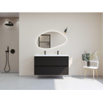 HR badmeubelen Infinity XXL 3D Ensemble meuble de salle de bains - 120 cm - 1 lavabo en céramique djazz blanc - 2 trous de robinet - 2 tiroirs - noir mat SW863499