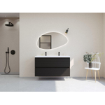 HR Infinity XXL ensemble de meubles de salle de bain 3d 120 cm 1 lavabo en céramique djazz blanc 2 trous de robinet 2 tiroirs noir mat SW863499