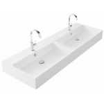 Thebalux wastafel quadro 140cm keramiek 2x kom 2x kraangat SW717330