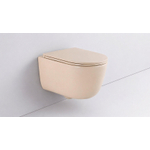 QeramiQ Dely Swirl hangtoilet – spoelrandloos – diepte 53 cm – met slim softclose zitting – mat beige SW1026263