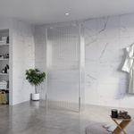 Fortifura Galeria Douche à l'italienne - 90x200cm - verre clair nervuré - anticalcaire - verre de sécurité 8mm - 2 parois latérales 40cm - avec bras muraux et profilés d'angle - Chrome SW976698