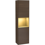 Villeroy & Boch Finion Hoge kast - met verlichting - 2 deuren - 418 x 1516 x 270 mm - Walnut Veneer / Gold Matt Lacquer SW479552