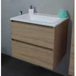 Basic Bella Meuble avec lavabo acrylique 60x55x46cm sans trou de robinet Chêne SW398058