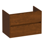 BRAUER Adore Meuble sous-lavabo - 80x46x55cm - 2 tiroirs à fermeture en douceur - sans poignée - 1 découpe pour siphon - chêne massif - lamelles de chêne brun SW1198378