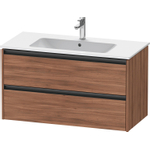 Duravit Ketho.2 Wastafelonderbouwkast - met 2 laden - 101x48x55cm - met grepen antraciet - noten mat SW773093